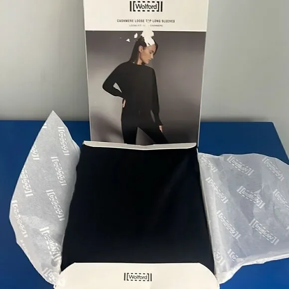 NWT Wolford Cashmere Loose Top Long Sleeves XS Black